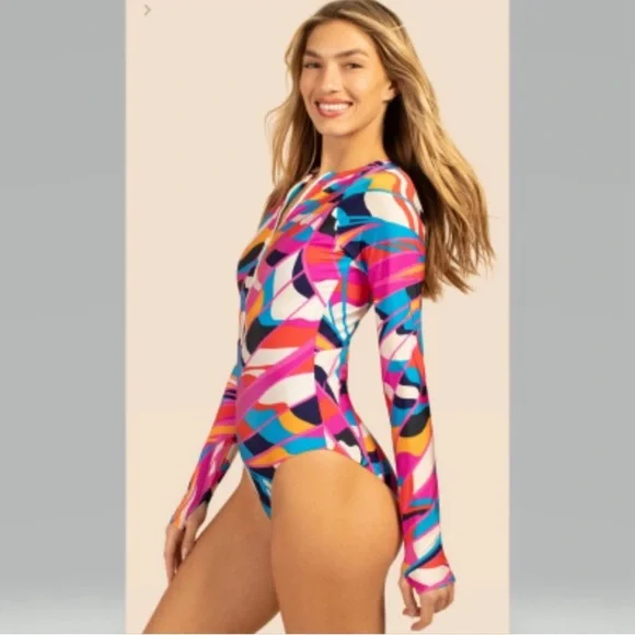 Trina Turk 💕 Rio Zip Up Paddle Suit size XL NWT Paddlebord suit NEW rash… - Picture 1 of 5